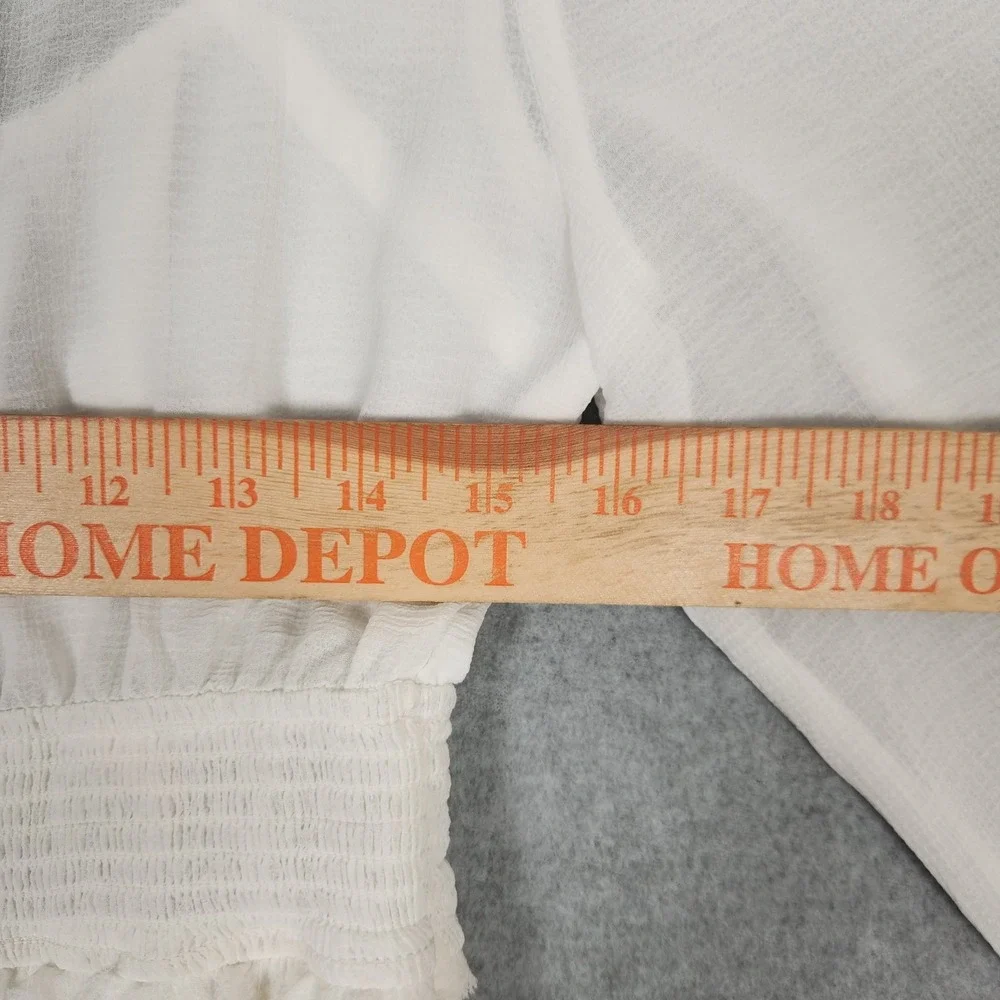 Free People Lolita Top Medium White Balloon Sleeve Cottagecore Boho Fairy